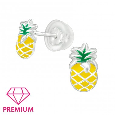 Pineapple - Premium - 925 Sterling Silver Ear Studs With Enamel Colors A4S39486
