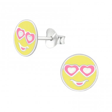 Emoji Láska - Striebro 925 Farebné puzetové náušnice A4S39640