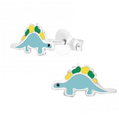 Dinosaurus Diplodocus - Šperkové Striebro 925 Farebné Puzetové Náušnice A4S39870