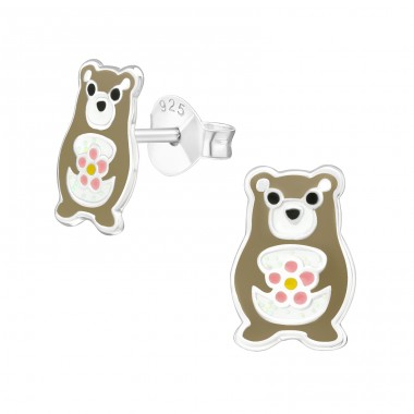 Bear - Striebro 925 Farebné puzetové náušnice A4S39932
