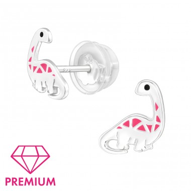 Dinosaurus Diplodocus - Premium - Šperkové Striebro 925 Farebné Puzetové Náušnice A4S39940