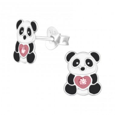 Panda - Striebro 925 Farebné puzetové náušnice A4S40357