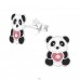 Panda - Stříbro 925 Barevné puzetové náušnice A4S40357