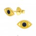 Golden Evil Eye - 925 Sterling Silver Ear Studs With Enamel Colors A4S40969