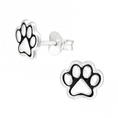 Paw Print - 925 Sterling Silver Ear Studs for kids A4S41455