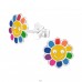 Smiling multicolor Flower - 925 Sterling Silver Ear Studs With Crystals A4S41508