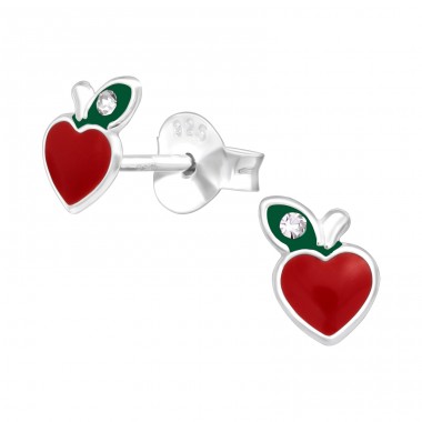 Apple - 925 Sterling Silver Ear studs with crystals A4S41509