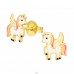 Golden Unicorn - 925 Sterling Silver Ear Studs With Enamel Colors A4S41746