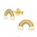 Golden Rainbow - 925 Sterling Silver Ear Studs With Enamel Colors A4S41749