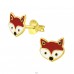 Golden Fox - 925 Sterling Silver Ear Studs With Enamel Colors A4S41751
