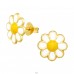 Golden Flower - 925 Sterling Silver Ear Studs With Enamel Colors A4S41755