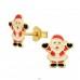 Golden Santa Claus - 925 Sterling Silver Ear Studs With Enamel Colors A4S41758