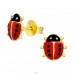 Golden Ladybug - 925 Sterling Silver Ear Studs With Enamel Colors A4S41760