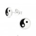 Yin Yang Kerek Fekete Fehér Köves - 925 Ezüst Színes Fülbevalók A4S42411