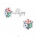 Dice - 925 Sterling Silver Ear studs with enamel colors A4S42548