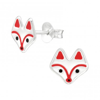 Fox - 925 Sterling Silver Ear studs with enamel colors A4S42928