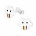 Cloud with rainbow tongue - 925 Sterling Silver Ear Studs With Enamel Colors A4S43863