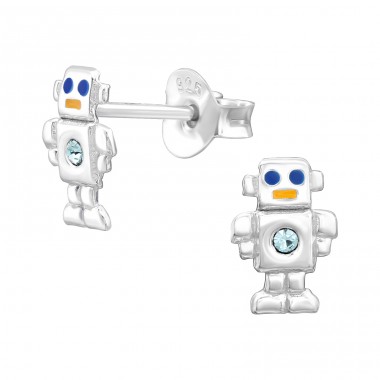 Robot - Striebro 925 Farebné puzetové náušnice A4S43885