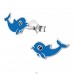 Dolphin - 925 Sterling Silver Ear studs with enamel colors A4S4411