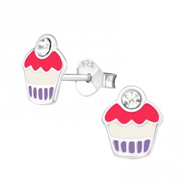 Cupcake - Striebro 925 Farebné puzetové náušnice A4S4435