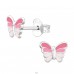 Fluturas roz - Argint 925 Cercei Cu Surub Colorati A4S44564
