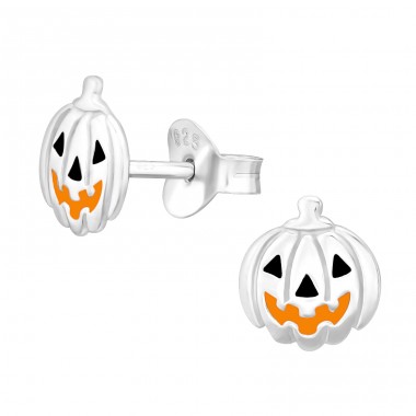 Halloween Tekvica - Šperkové Striebro 925 Farebné Puzetové Náušnice A4S44626