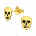 Golden Skull with black eyes - 925 Sterling Silver Ear Studs With Enamel Colors A4S44654