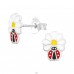 Marienkäfer auf einer Blume - Schmuck Silber 925 Farbige Ohrstecker A4S44716