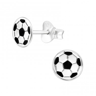 Futbalová lopta rezaná laserom - Šperkové Striebro 925 Farebné Puzetové Náušnice A4S44764