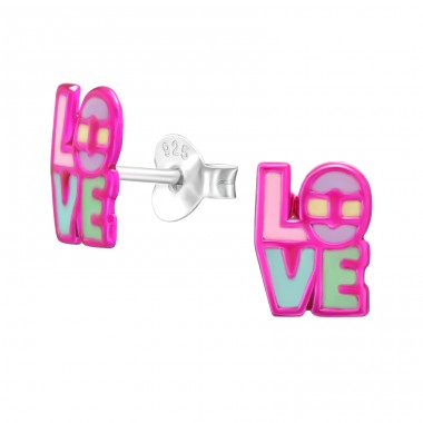LOVE - Šperkové Striebro 925 Farebné Puzetové Náušnice A4S44769