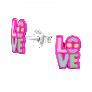 LOVE - Šperkové Striebro 925 Farebné Puzetové Náušnice A4S44769