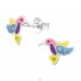 Multicolor Bird - 925 Sterling Silver Ear Studs With Enamel Colors A4S44778