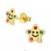 Smiling star - 925 Sterling Silver Ear Studs With Enamel Colors A4S45565