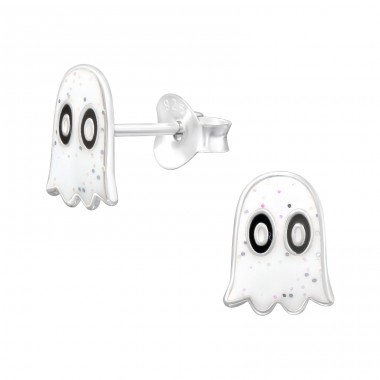 Ghost shape Ear Studs for children - 925 Sterling Silver Ear Studs With Enamel Colors A4S46110