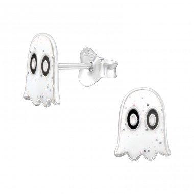 Ghost shape Ear Studs for children - 925 Sterling Silver Ear Studs With Enamel Colors A4S46110