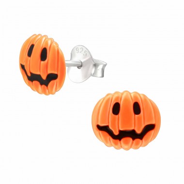 Kürbis Kinderschmuck  - 925Er Silber Ohrstecker Mit Emaillefarben A4S46111