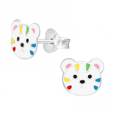Cat Ear Studs for animal lovers - 925 Sterling Silver Ear Studs With Enamel Colors A4S46113