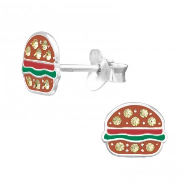 Hamburger Kinderschmuck  - 925Er Silber Ohrstecker Mit Emaillefarben A4S46116