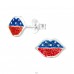 Lips with glitter - 925 Sterling Silver Ear Studs With Enamel Colors A4S46218