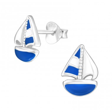 Ship - 925 Sterling Silver Ear studs with enamel colors A4S46412