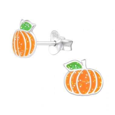 Pumpkin shaep ear studs for children - 925 Sterling Silver Ear Studs With Enamel Colors A4S46815