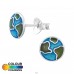 Earth world map - 925 Sterling Silver Ear Studs With Enamel Colors A4S46841