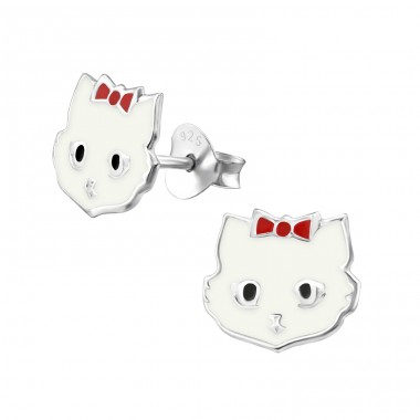 Hello Kitty din Argint - Argint 925 Cercei cu surub colorati A4S4719