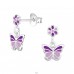 Blume Und Schmetterling - 925er Silber Ohrstecker mit Emaillefarben A4S47835