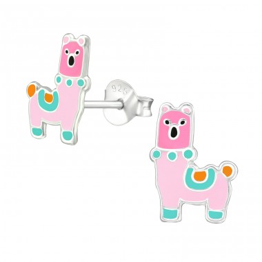 Alpaca colored - 925 Sterling Silver Ear Studs With Enamel Colors A4S47971