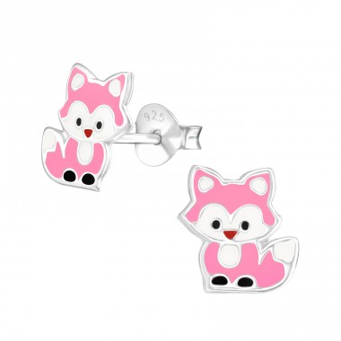Fox - 925 Sterling Silver Ear studs with enamel colors A4S47987