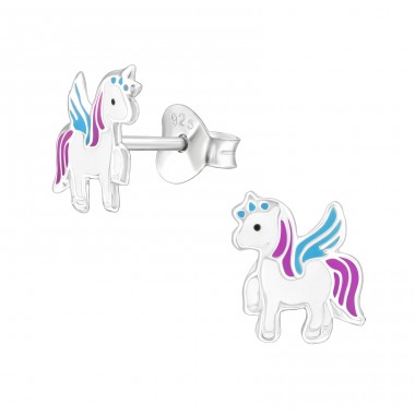 Unicorn - 925 Sterling Silver Ear studs with enamel colors A4S48002