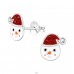  Schneemann mit Hut und Kristallen - 925Er Silber Ohrstecker Mit Emaillefarben A4S48006