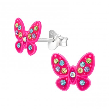 Fluturasi cu cristale - Argint 925 Cercei Cu Surub Colorati A4S48447
