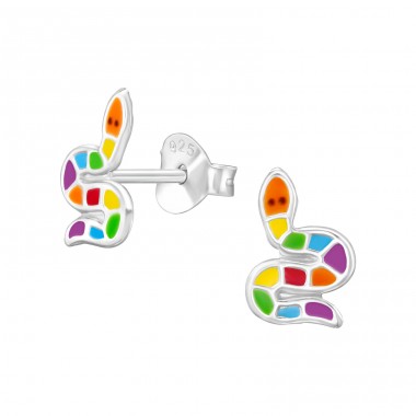 Snake colorful - 925 Sterling Silver Ear Studs With Enamel Colors A4S48743